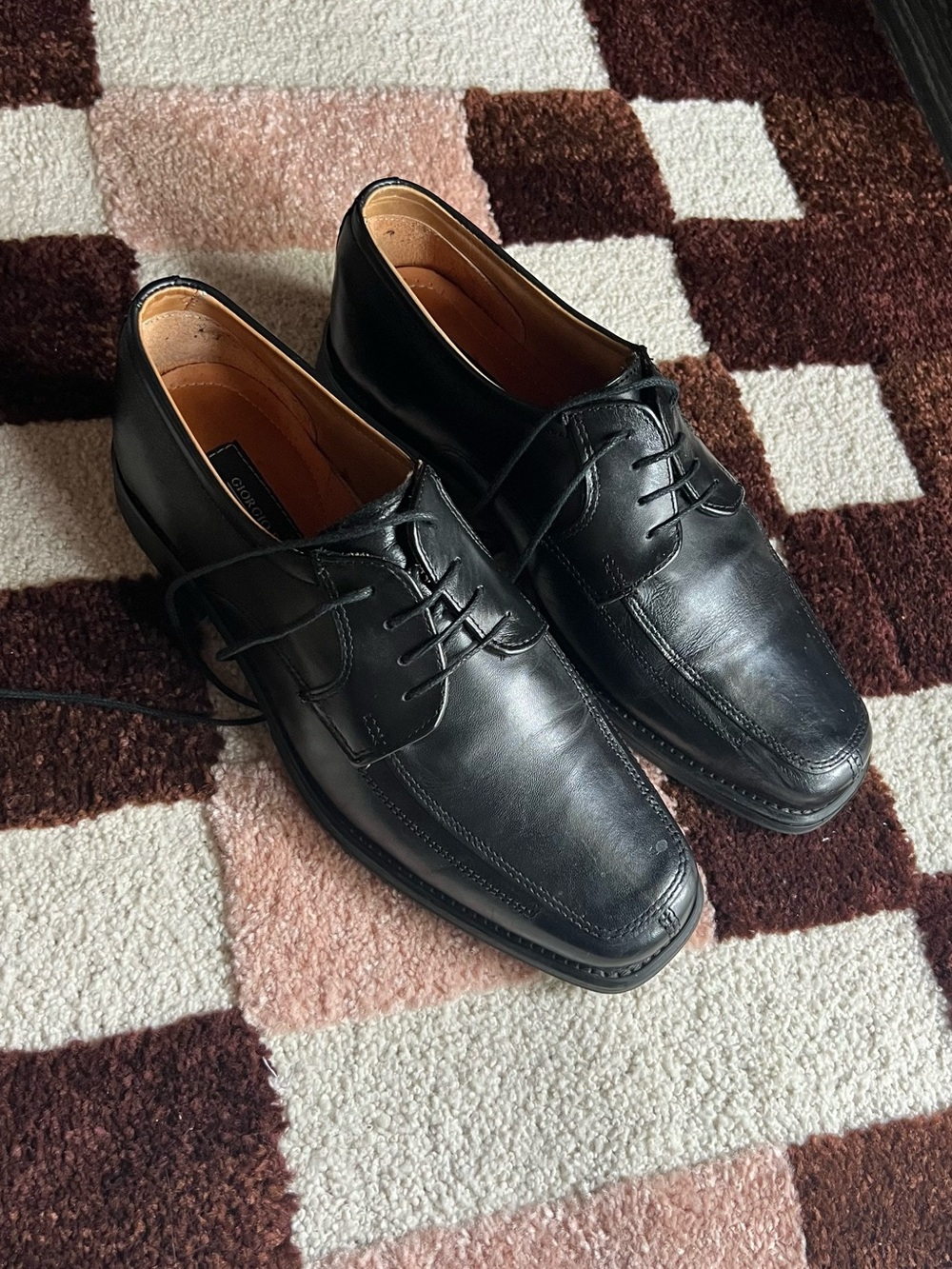 Giorgio Brutini Black Leather Lace-Up Derby Shoes